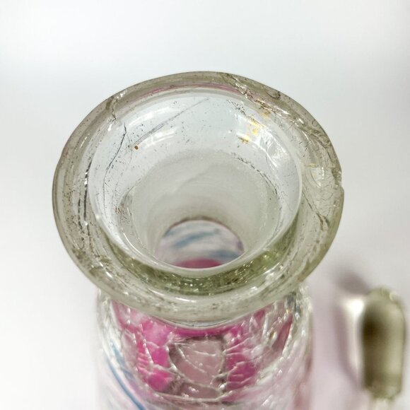 MCM Crackle Glass Enameled Botanical design Decanter Bohemia - Picture 8 of 10